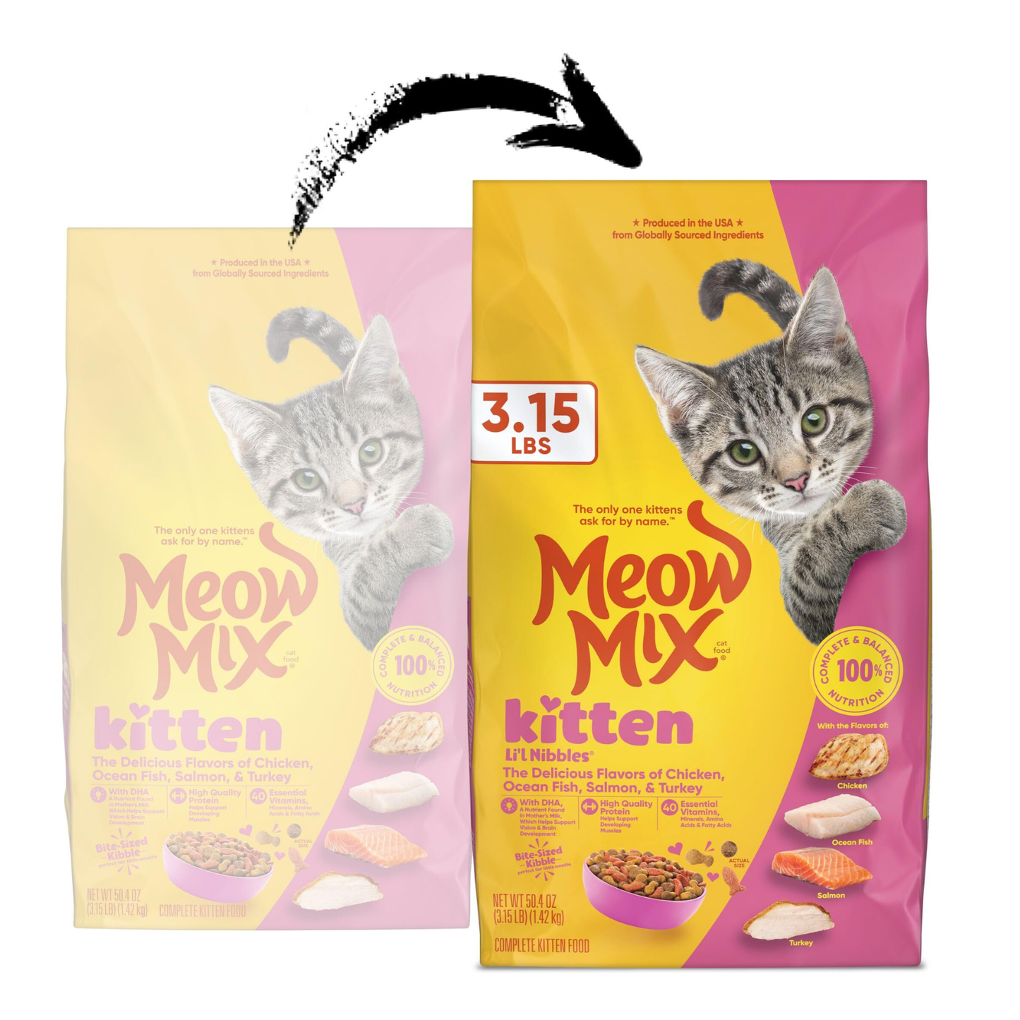 Meow Mix Kitten dry cat food chicken formula package details