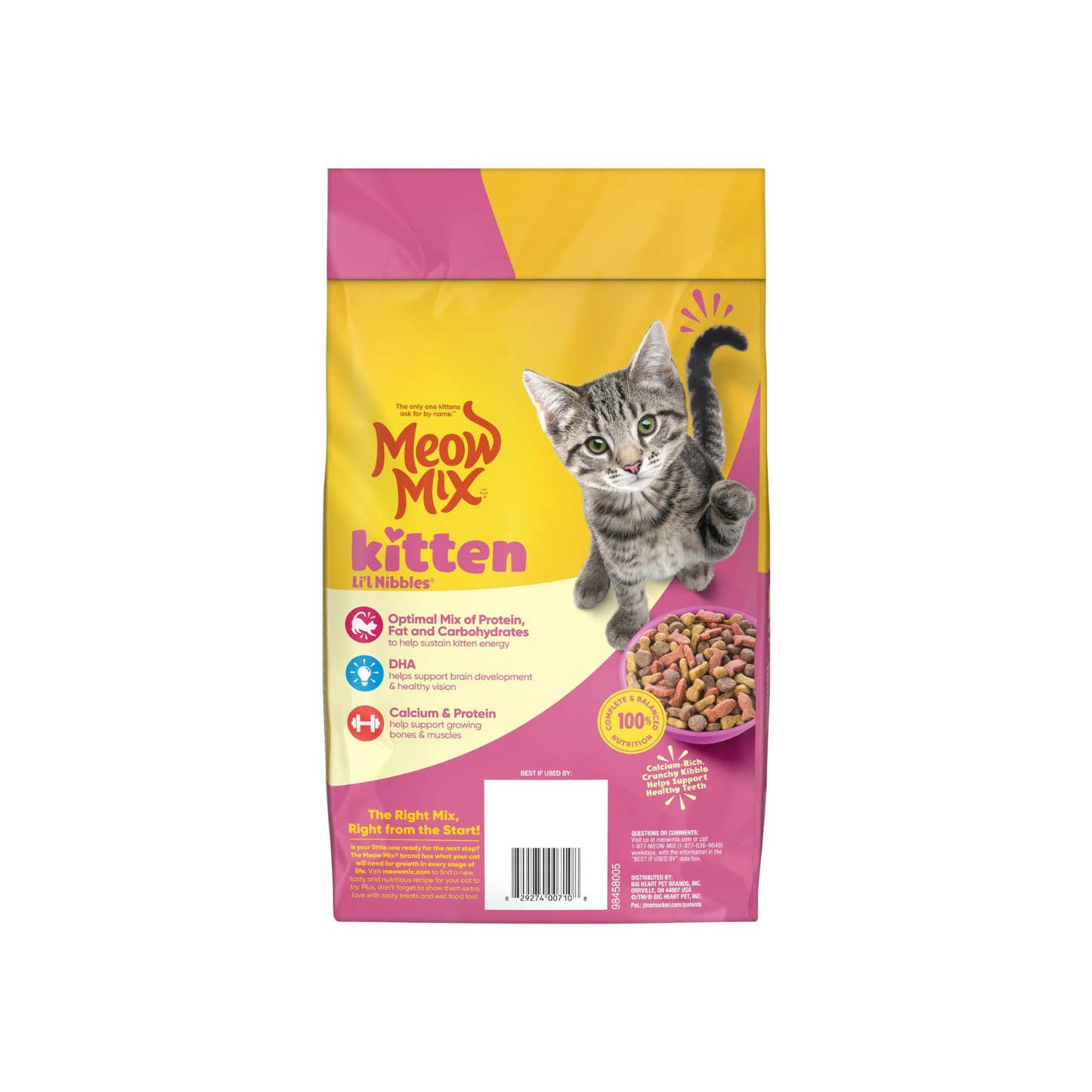 Meow Mix Kitten food product package and serving details