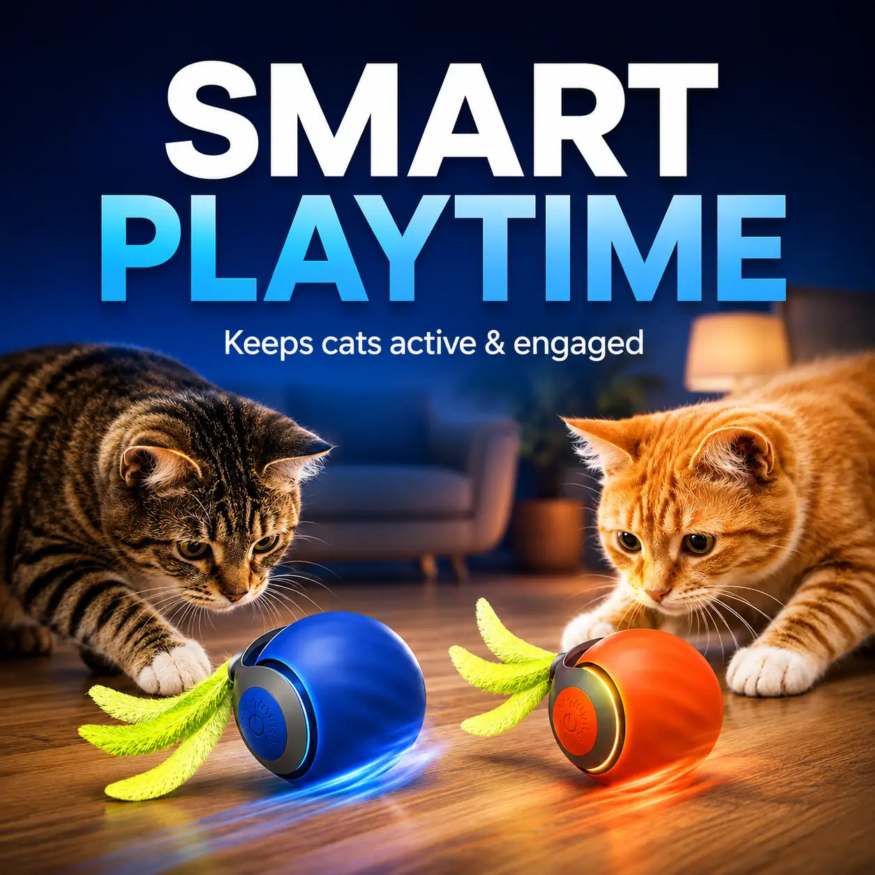 Automatic Rolling Ball Cat Toy – Motion Sensor Interactive Moving Ball for Cats & Dogs