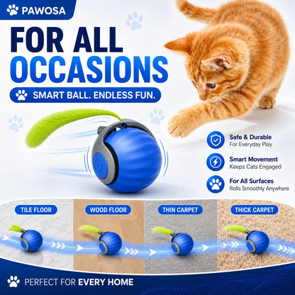 Automatic Rolling Ball Cat Toy – Motion Sensor Interactive Moving Ball for Cats & Dogs