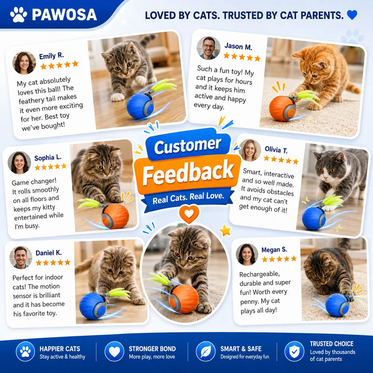 Automatic Rolling Ball Cat Toy – Motion Sensor Interactive Moving Ball for Cats & Dogs