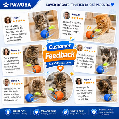 Automatic Rolling Ball Cat Toy – Motion Sensor Interactive Moving Ball for Cats & Dogs