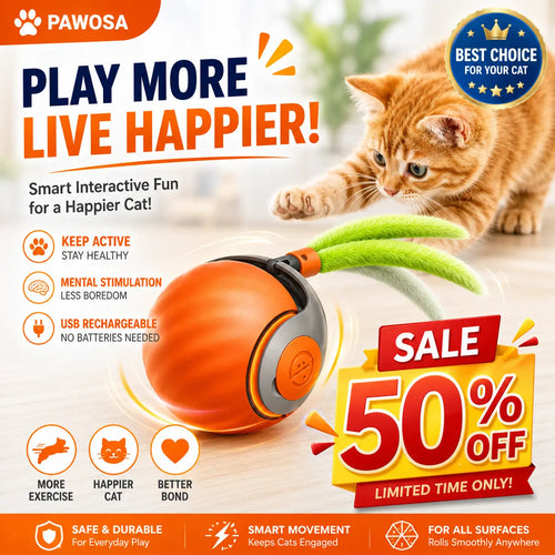Automatic Rolling Ball Cat Toy – Motion Sensor Interactive Moving Ball for Cats & Dogs