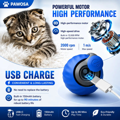 Automatic Rolling Ball Cat Toy – Motion Sensor Interactive Moving Ball for Cats & Dogs